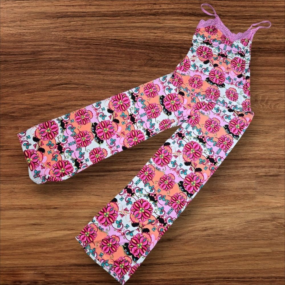 Natori Pink & Peach Floral Pajama Jumpsuit